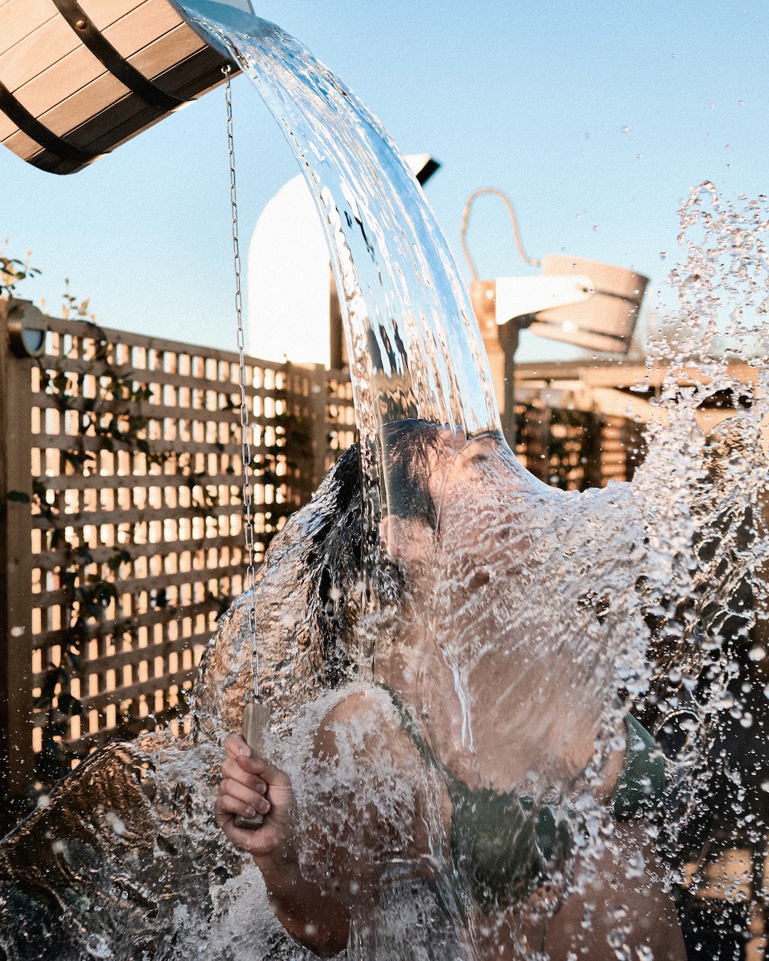 Rooftop Saunas Brixton Refreshing cold water waterfall buckets
